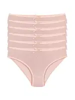 6'lı Paket Bambu Bikini Kadın Pudra Külot Yıldız 3914 Pudra