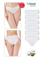 10lu Paket Kadın Pamuklu Modal Esnek Yumuşak Slip Külot Özkan 23924 Beyaz görsel 10