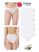 10lu Paket Kadın Pamuklu Modal Esnek Yumuşak Slip Külot Özkan 23924 Ekru görsel 7