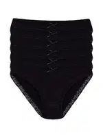 6'lı Paket Likralı Dantelli Kadın Siyah Bikini Külot Yıldız 3791 Siyah