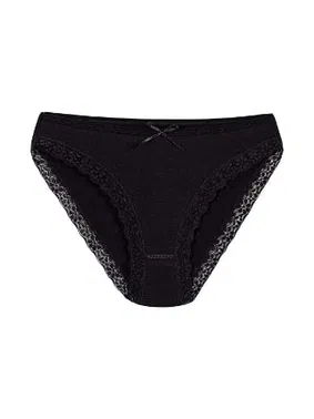 Yıldız Çamaşır 6'lı Paket Likralı Dantelli Kadın Siyah Bikini Külot Yıldız 3791 - Alternatif Görünüm