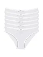 6'lı Paket Likralı Kaşkorse Kadın Beyaz Bikini Külot Yıldız 3550 Beyaz