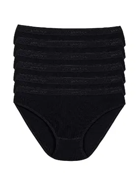 Yıldız Çamaşır 6'lı Paket Pamuk Kemerli Kadın Siyah Bikini Külot Yıldız 3710