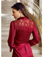 6Lı Saten Takım Dantel Detaylı Gelin Çeyiz Seti İmaj 1020 Bordo görsel 4