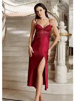 6Lı Saten Takım Dantel Detaylı Gelin Çeyiz Seti İmaj 1020 Bordo görsel 5