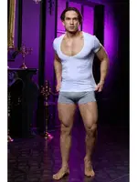 Açık V Yaka Beyaz Erkek T-shirt Darkzone DZN8712