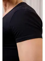 Açık V Yaka Siyah Erkek T-shirt Darkzone DZN8711 farklı açı