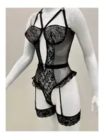 Afrodit Siyah Fantazi Kadın Jartiyer Takım Sistina 1050 farklı açı