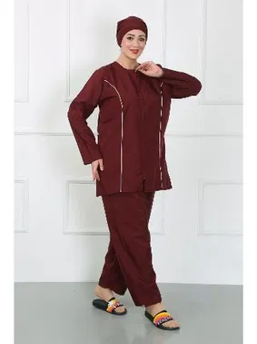 Akbeniz Klipsli Büyük Beden Tesettür Mayo Bordo Akbeniz 44010 - Alternatif Görünüm