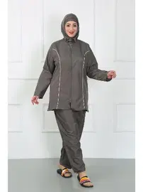 Akbeniz Büyük Beden Fermuarlı Tesettür Kadın Mayo Akbeniz 44010