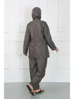 Büyük Beden Fermuarlı Tesettür Kadın Mayo Akbeniz 44010 Füme görsel 4