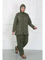 Büyük Beden Kapüşonlu Tesettür Mayo Akbeniz 44010 Haki farklı açı