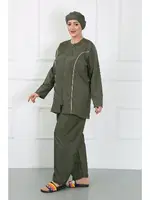 Büyük Beden Kapüşonlu Tesettür Mayo Akbeniz 44010 Haki görsel 5