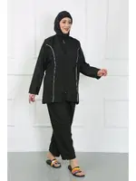 Büyük Beden Tesettür Mayo Siyah Akbeniz 44010 Siyah görsel 6