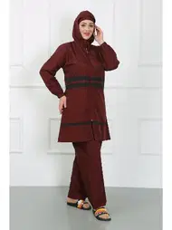 Akbeniz Bordo Büyük Beden Tesettür Mayo Akbeniz 44020
