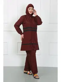 Akbeniz Bordo Büyük Beden Tesettür Mayo Akbeniz 44020