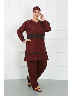 Akbeniz Bordo Büyük Beden Tesettür Mayo Akbeniz 44020 - Alternatif Görünüm