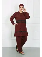 Bordo Büyük Beden Tesettür Mayo Akbeniz 44020 Bordo detay görünüm