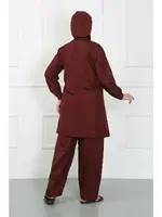 Bordo Büyük Beden Tesettür Mayo Akbeniz 44020 Bordo farklı açı