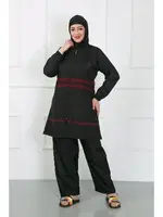 Lastik Klipsli Büyük Beden Kadın Tesettür Mayo Siyah Akbeniz 44025 Siyah