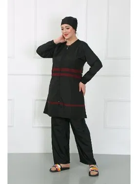 Akbeniz Lastik Klipsli Büyük Beden Kadın Tesettür Mayo Siyah Akbeniz 44025 - Alternatif Görünüm