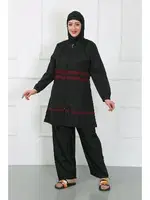 Lastik Klipsli Büyük Beden Kadın Tesettür Mayo Siyah Akbeniz 44025 Siyah farklı açı