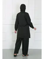 Lastik Klipsli Büyük Beden Kadın Tesettür Mayo Siyah Akbeniz 44025 Siyah görsel 4