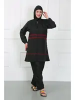 Lastik Klipsli Büyük Beden Kadın Tesettür Mayo Siyah Akbeniz 44025 Siyah görsel 5