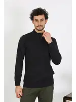 Dik Yaka Erkek 3 İplik Penye Sweatshirt Akbeniz 6850 Siyah