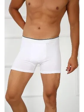 Akbeniz Beyaz Pamuklu Erkek Büyük Beden Likralı Boxer Akbeniz 40134