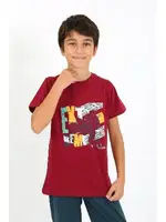 Kısa Kollu Penye Erkek Çocuk Pijama Takım Akbeniz 20758 Bordo farklı açı