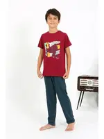 Kısa Kollu Penye Erkek Çocuk Pijama Takım Akbeniz 20758 Bordo görsel 4