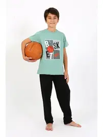 Akbeniz Basketball Kısa Kollu Penye Erkek Çocuk Pijama Takım Akbeniz 20758