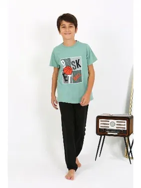 Akbeniz Basketball Kısa Kollu Penye Erkek Çocuk Pijama Takım Akbeniz 20758 - Alternatif Görünüm