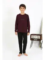 Uzun Kollu Erkek Çocuk Penye Pijama Takım Akbeniz 20437 Bordo