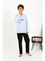 Erkek Çocuk Uzun Kol Penye Pijama Takım Akbeniz 20437 Buz Mavisi