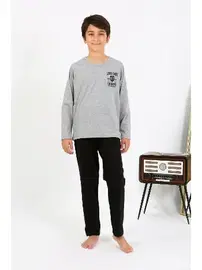 Akbeniz Yuvarlak Yaka Uzun Kol Penye Erkek Çocuk Pijama Takım Akbeniz 20437