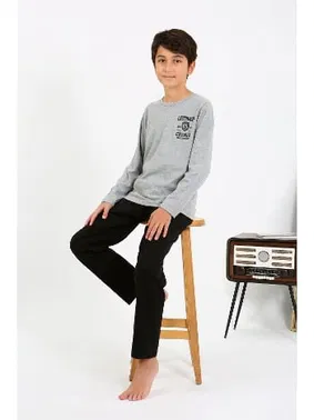 Akbeniz Yuvarlak Yaka Uzun Kol Penye Erkek Çocuk Pijama Takım Akbeniz 20437 - Alternatif Görünüm