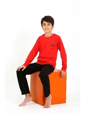 Akbeniz Kırmızı Erkek Çocuk Uzun Kollu Penye Pijama Takım Akbeniz 20437