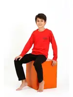 Kırmızı Erkek Çocuk Uzun Kollu Penye Pijama Takım Akbeniz 20437