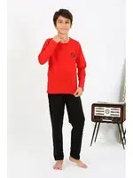 Kırmızı Erkek Çocuk Uzun Kollu Penye Pijama Takım Akbeniz 20437 farklı açı
