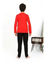 Kırmızı Erkek Çocuk Uzun Kollu Penye Pijama Takım Akbeniz 20437 görsel 4