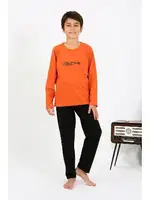 Penye Turuncu Erkek Çocuk Uzun Kol Pijama Takım Akbeniz 20437 Turuncu farklı açı
