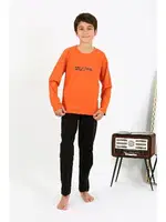 Penye Turuncu Erkek Çocuk Uzun Kol Pijama Takım Akbeniz 20437 Turuncu görsel 4