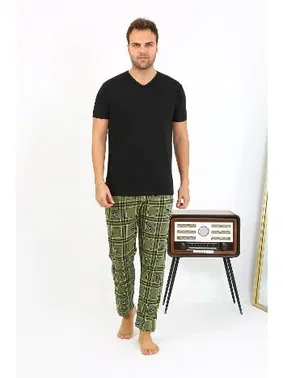 Akbeniz Penye Ekoseli Desen Tek Alt Erkek Pijama Akbeniz 27540 - Alternatif Görünüm