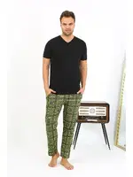 Penye Ekoseli Desen Tek Alt Erkek Pijama Akbeniz 27540 Haki farklı açı