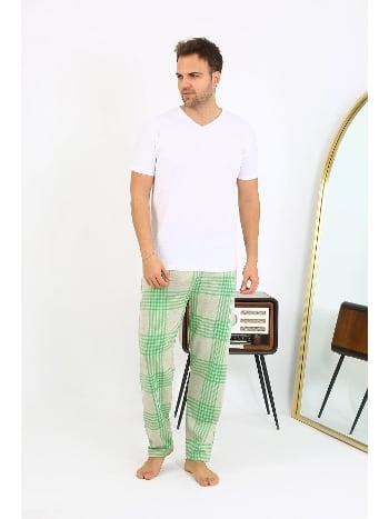 Ekoseli Desen Penye Erkek Tek Alt Pijama Akbeniz 27540