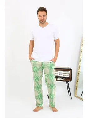 Akbeniz Ekoseli Desen Penye Erkek Tek Alt Pijama Akbeniz 27540 - Alternatif Görünüm