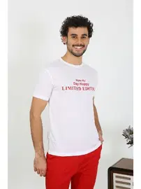 Akbeniz Akbeniz Erkek Kısa Kol Penye Beyaz Pijama Takımı 6846