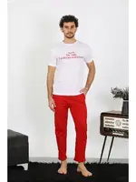 Akbeniz Erkek Kısa Kol Penye Beyaz Pijama Takımı 6846 Beyaz detay görünüm